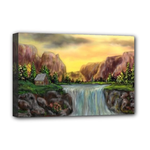 Brentons Waterfall - Ave Hurley - Artrave - Deluxe Canvas 18  X 12  (framed) by ArtRave2