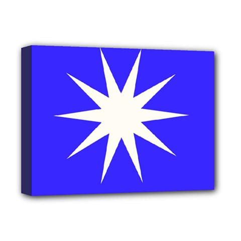 Deep Blue And White Star Deluxe Canvas 16  X 12  (framed)  by Colorfulart23