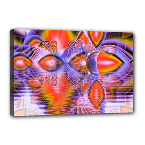 Crystal Star Dance, Abstract Purple Orange Canvas 18  X 12  (framed) by DianeClancy