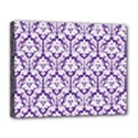 White on Purple Damask Canvas 14  x 11  (Framed) View1