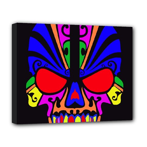 Skull In Colour Deluxe Canvas 20  X 16  (framed) by icarusismartdesigns