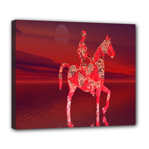 Riding At Dusk Deluxe Canvas 24  X 20  (framed) by icarusismartdesigns