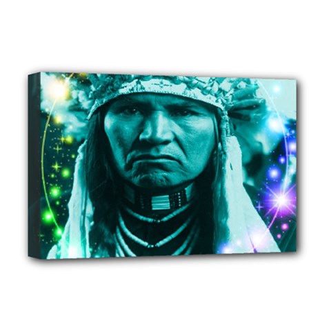 Magical Indian Chief Deluxe Canvas 18  X 12  (framed) by icarusismartdesigns
