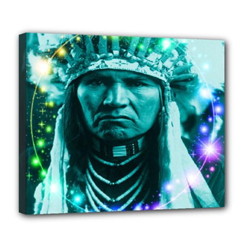 Magical Indian Chief Deluxe Canvas 24  X 20  (framed) by icarusismartdesigns