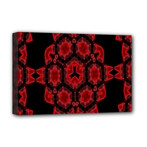 Red Alaun Crystal Mandala Deluxe Canvas 18  X 12  (framed) by lucia