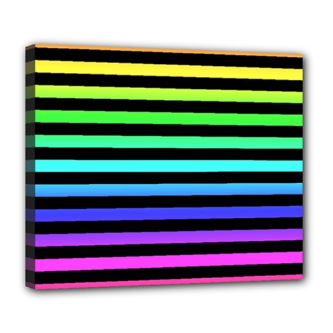 Rainbow Stripes Deluxe Canvas 24  X 20  (framed) by ArtistRoseanneJones