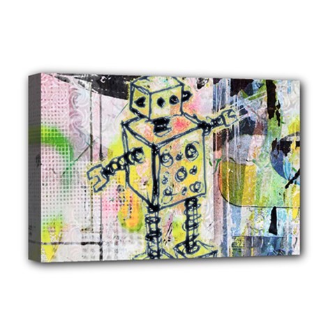 Graffiti Graphic Robot Deluxe Canvas 18  X 12  (framed) by ArtistRoseanneJones