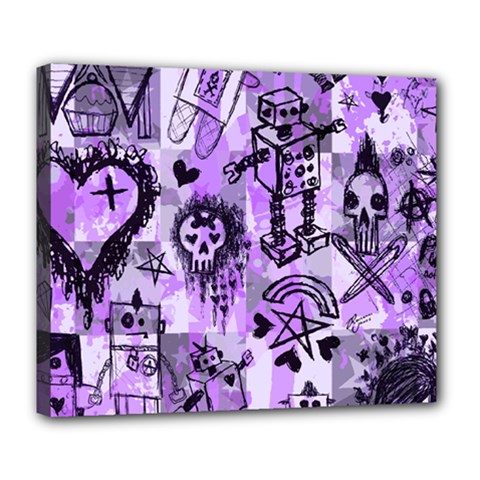 Purple Scene Kid Sketches Deluxe Canvas 24  X 20  (framed) by ArtistRoseanneJones