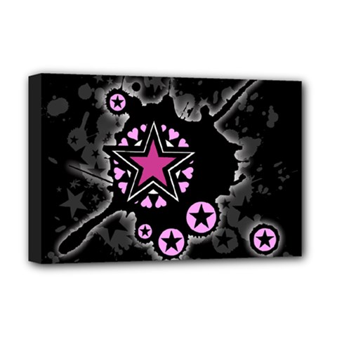 Pink Star Explosion Deluxe Canvas 18  X 12  (framed) by ArtistRoseanneJones
