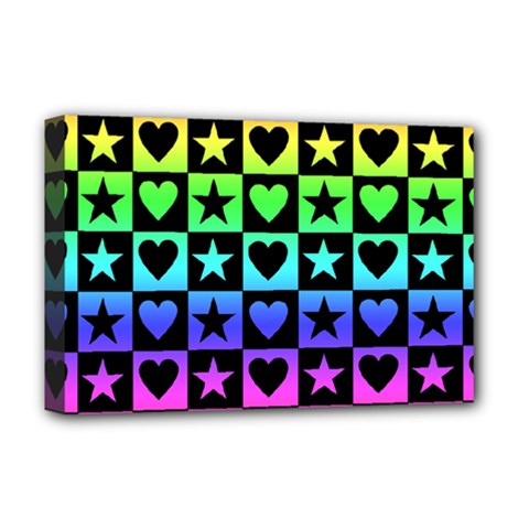 Rainbow Stars And Hearts Deluxe Canvas 18  X 12  (framed) by ArtistRoseanneJones