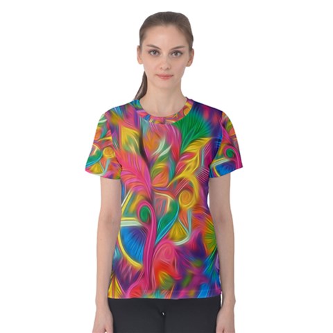 Colorful Floral Abstract Painting Women s Cotton Tee by KirstenStar