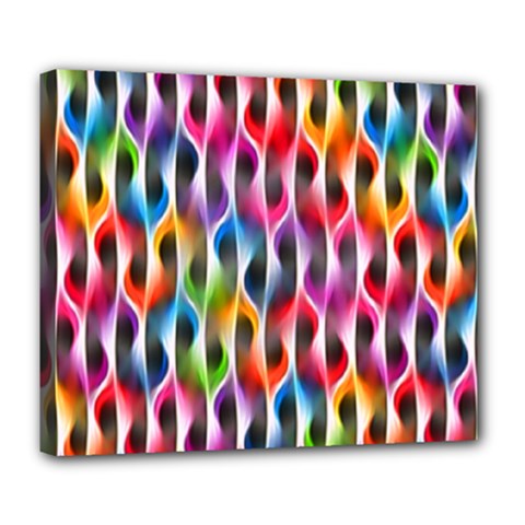 Rainbow Psychedelic Waves Deluxe Canvas 24  X 20  (framed) by KirstenStar