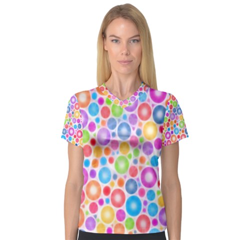 Candy Color s Circles Women s V-neck Sport Mesh Tee by KirstenStarFashion