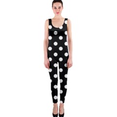 Black And White Polka Dots Onepiece Catsuits by GardenOfOphir