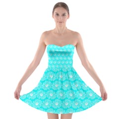 Gerbera Daisy Vector Tile Pattern Strapless Bra Top Dress by GardenOfOphir