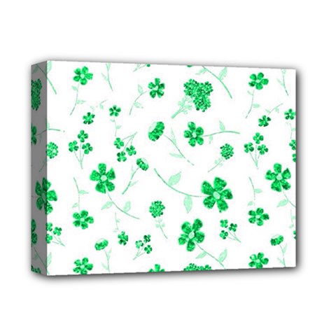 Sweet Shiny Floral Green Deluxe Canvas 14  X 11  by ImpressiveMoments
