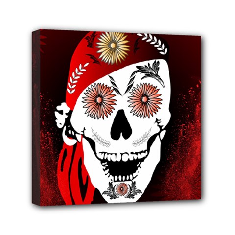 Funny Happy Skull Mini Canvas 6  X 6  by FantasyWorld7