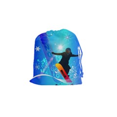 Snowboarding Drawstring Pouches (small)  by FantasyWorld7