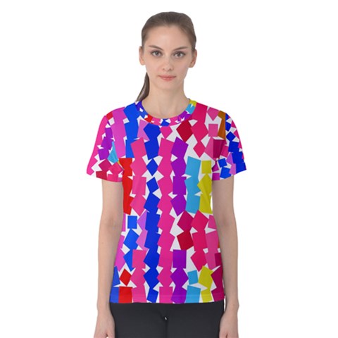 Colorful Squares Women s Cotton Tee by LalyLauraFLM