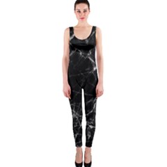 Black Marble Stone Pattern Onepiece Catsuits by Dushan