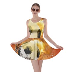 Soccer With Fire And Flame And Floral Elelements Skater Dresses by FantasyWorld7