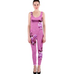 Pink Floral Pattern Onepiece Catsuits by LovelyDesigns4U