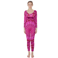 Pink And Red Mandala Long Sleeve Catsuit by LovelyDesigns4U
