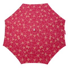 Red Pink Valentine Pattern With Coral Hearts Straight Umbrellas by ArigigiPixel