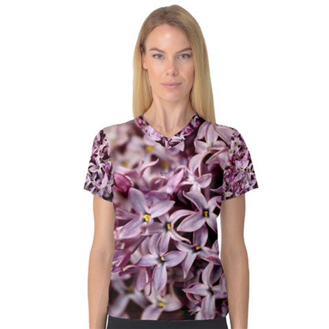 Purple Lilacs Women s V-neck Sport Mesh Tee by trendistuff