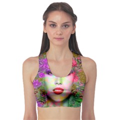 Flowers In Your Hair Sports Bra by icarusismartdesigns