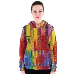 Conundrum I, Abstract Rainbow Woman Goddess  Women s Zipper Hoodie by DianeClancy