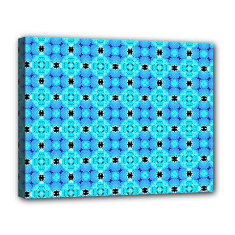 Vibrant Modern Abstract Lattice Aqua Blue Quilt Canvas 14  X 11  by DianeClancy