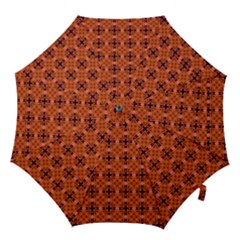 Peach Purple Abstract Moroccan Lattice Quilt Hook Handle Umbrellas (large) by DianeClancy