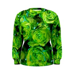 Festive Green Glitter Roses Valentine Love  Women s Sweatshirt by yoursparklingshop
