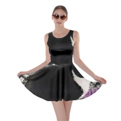 Freckles In Flowers Ii, Black White Tux Cat Skater Dress by DianeClancy