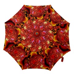 Flame Delights, Abstract Crimson Red Fire Fractal Hook Handle Umbrellas (medium) by DianeClancy