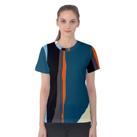 Colorful Lines  Women s Cotton Tee by Valentinaart