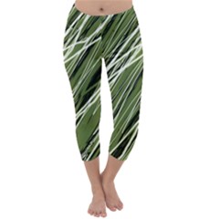 Green Decorative Pattern Capri Winter Leggings  by Valentinaart