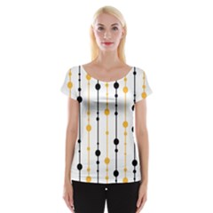 Yellow, Black And White Pattern Women s Cap Sleeve Top by Valentinaart