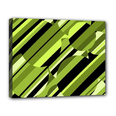 Green Pattern Canvas 14  X 11  by Valentinaart