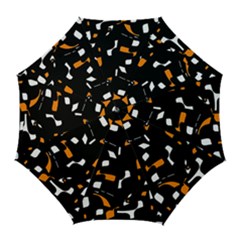 Orange, Black And White Pattern Golf Umbrellas by Valentinaart