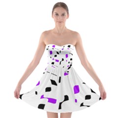 Purple, Black And White Pattern Strapless Dresses by Valentinaart