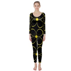 Yellow Flowers Long Sleeve Catsuit by Valentinaart
