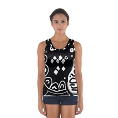 Black And White High Art Abstraction Women s Sport Tank Top  by Valentinaart