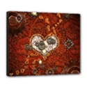 Steampunk, Wonderful Heart With Clocks And Gears On Red Background Deluxe Canvas 24  x 20   View1