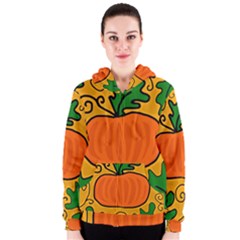 Thanksgiving Pumpkin Women s Zipper Hoodie by Valentinaart