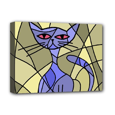 Artistic Cat - Blue Deluxe Canvas 16  X 12   by Valentinaart