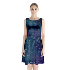 Constellations Sleeveless Chiffon Waist Tie Dress by DanaeStudio