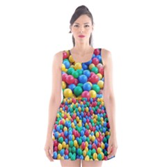 Funny Colorful Red Yellow Green Blue Kids Play Balls Scoop Neck Skater Dress by yoursparklingshop