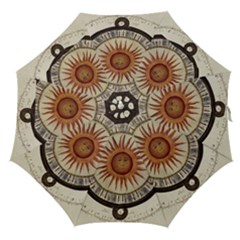 Ancient Aztec Sun Calendar 1790 Vintage Drawing Straight Umbrellas by yoursparklingshop